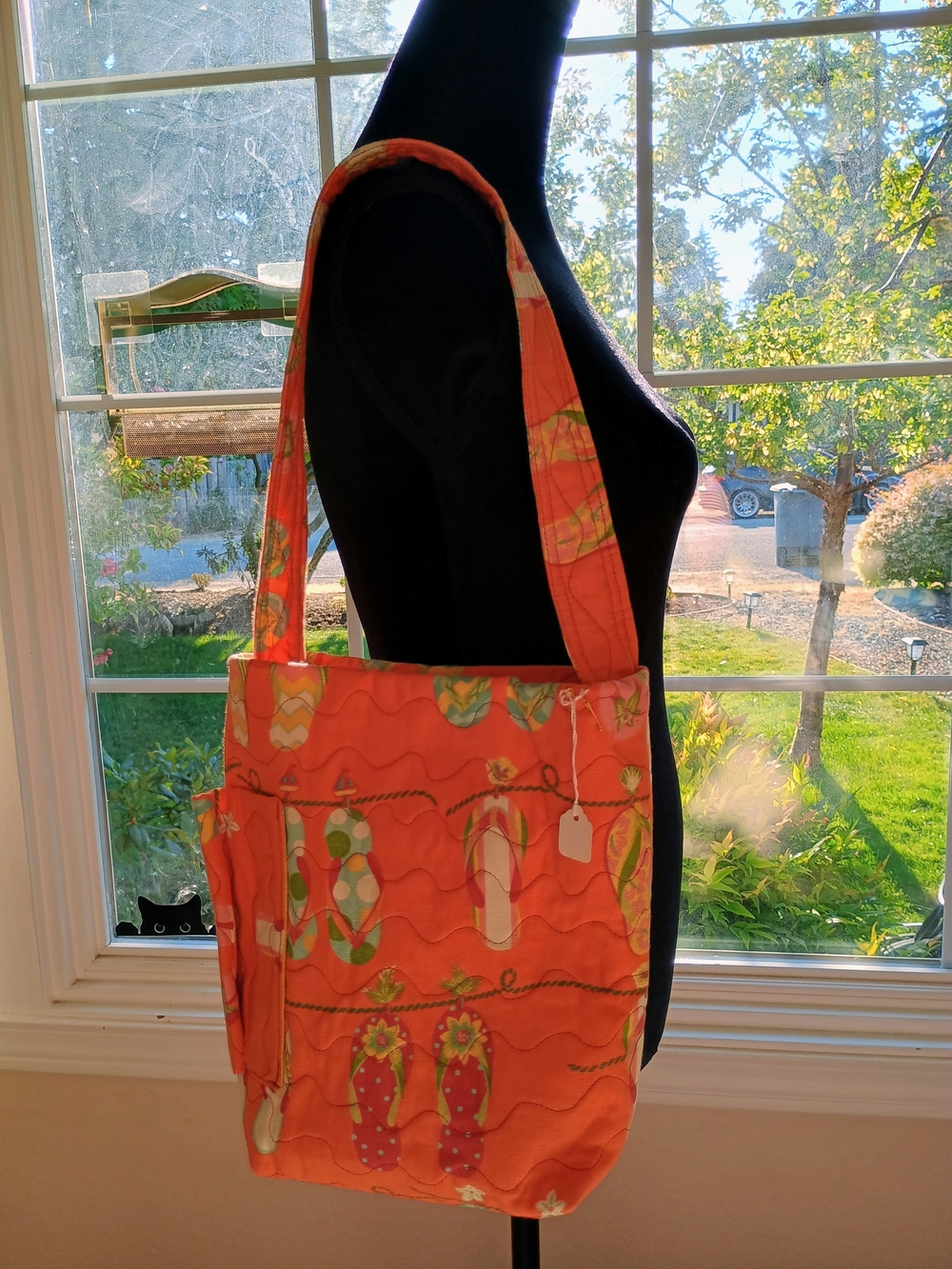 Coral Flip-Flop Print Tote Bag - Women's Shoulder Bag